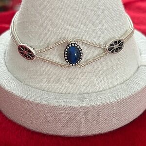925 Sterling Silver Lapis Blue‎ stone Bracelet